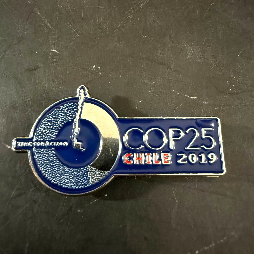 United Nations COP25 Chile 2019 Magnetized Blue Silver Enameled Lapel Pin
